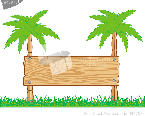 Image of Wooden board and palms