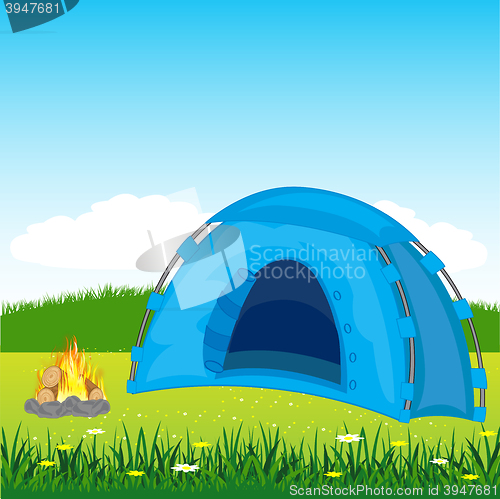 Image of Blue tent on glade