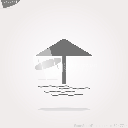 Image of vector Beach umbrella on web icon (button) isolated on white