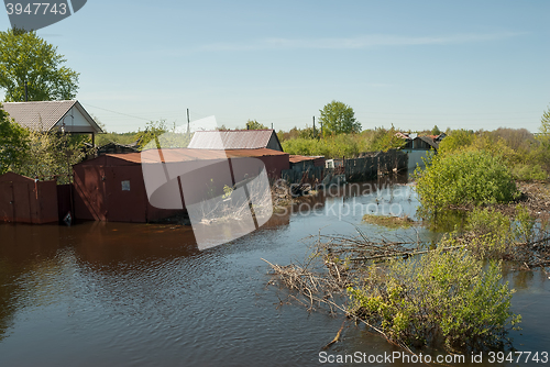 Image of Spring flooding in Russian village