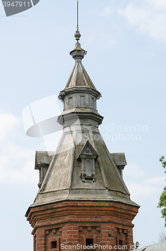 Image of Sergiev Posad - August 10, 2015: turret wall extending from retail shops around pafnutevskigo garden at Holy Trinity St. Sergius Lavra in Sergiev Posad