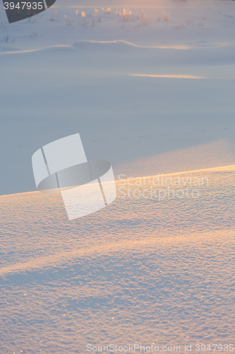 Image of landscape. weather, snowdrifts in the foreground