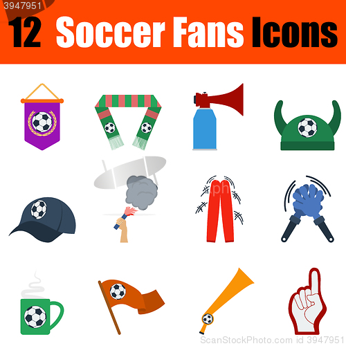 Image of Flat design football fans icon set