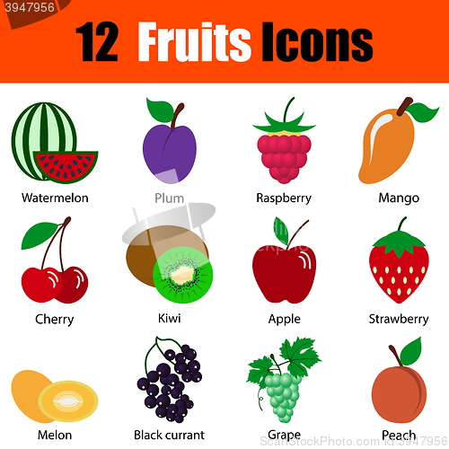 Image of Flat design fruit icon set