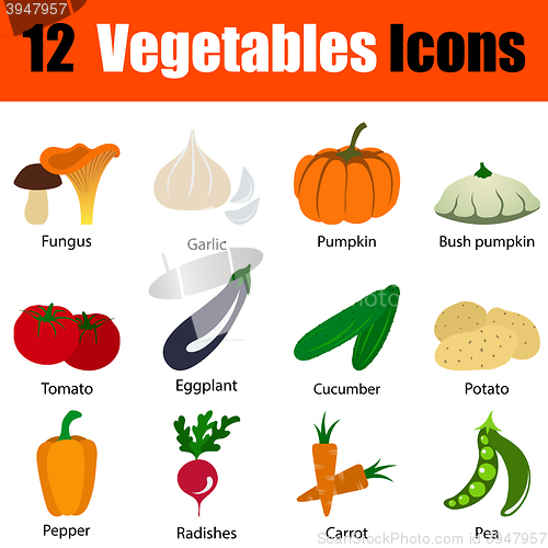 Image of Flat design vegetables icon set