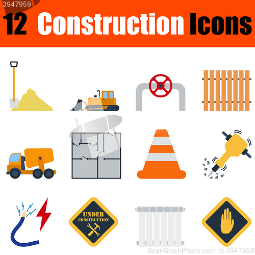 Image of Flat design construction icon set