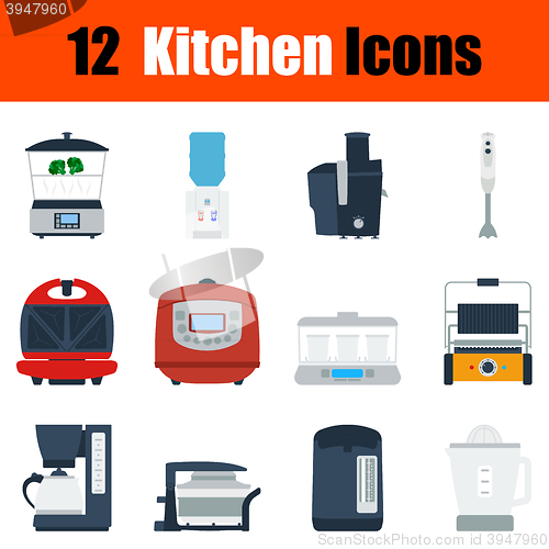 Image of Flat design kitchen icon set