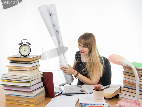 Image of Student University of fatigue beats drawing on notebook