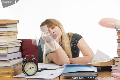 Image of Student falls asleep looking at the screen