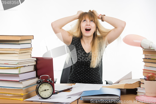 Image of Student tears his hair out of nervous tension