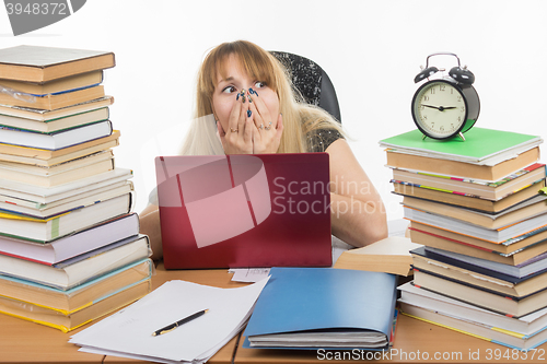 Image of The student stayed on night at the computer and was horrified to look at the clock