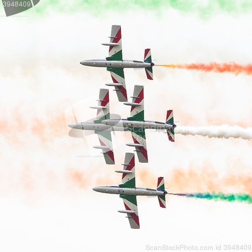 Image of LEEUWARDEN, THE NETHERLANDS-JUNE 11, 2016: Italian aerobatic tea