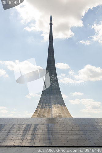 Image of Moscow, Russia - August 10, 2015: Monument \"Conquerors of Space\", lined with titanium panels, height 107 m