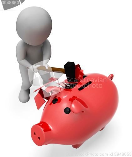 Image of Savings Piggybank Indicates Spending Word And Banking 3d Renderi