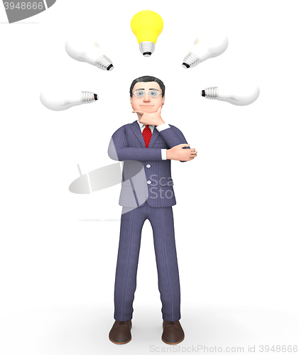 Image of Businessman Character Means Power Sources And Ideas 3d Rendering