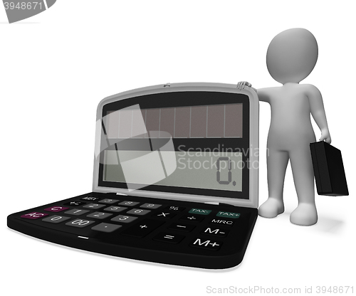 Image of Businessman Finance Shows Math Earnings And Compute 3d Rendering