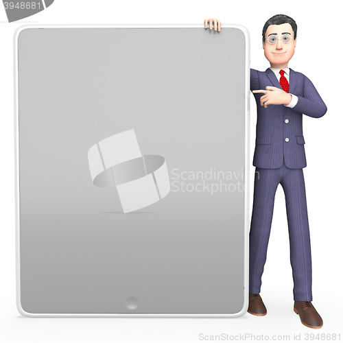 Image of Businessman Character Means Copy Space And Board 3d Rendering