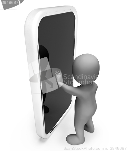 Image of Smartphone Online Represents World Wide Web And Internet 3d Rend