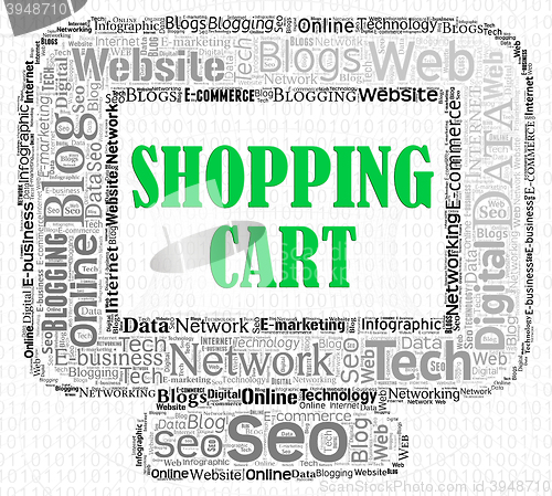 Image of Shopping Cart Represents Buying Order And Computing