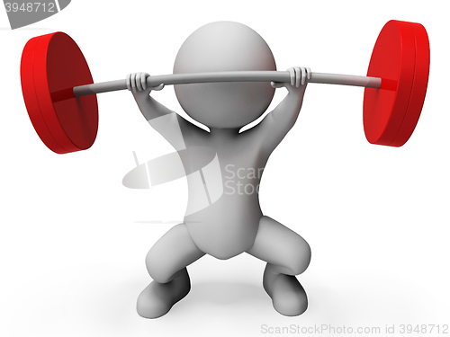 Image of Weight Lifting Represents Bar Bell And Athletic 3d Rendering