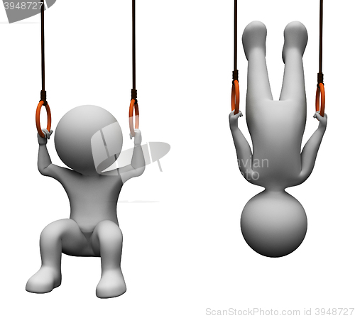 Image of Exercise Rings Means Physical Activity And Dangling 3d Rendering