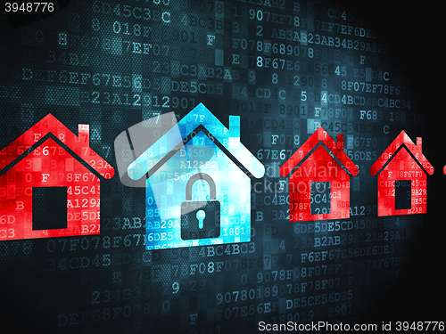 Image of Safety concept: Home on digital background