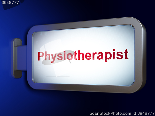 Image of Healthcare concept: Physiotherapist on billboard background