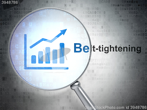 Image of Finance concept: Growth Graph and Belt-tightening with optical glass