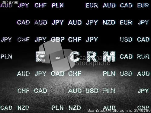 Image of Finance concept: E-CRM in grunge dark room