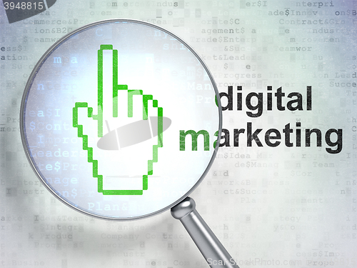 Image of Marketing concept: Mouse Cursor and Digital Marketing with optical glass