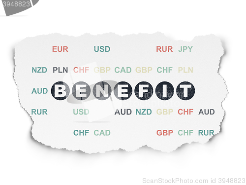 Image of Business concept: Benefit on Torn Paper background