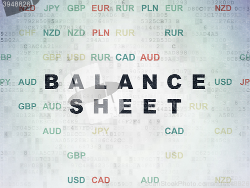 Image of Banking concept: Balance Sheet on Digital Data Paper background