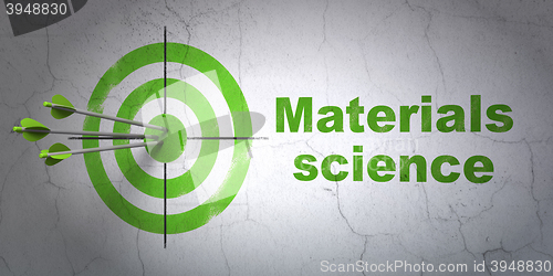 Image of Science concept: target and Materials Science on wall background