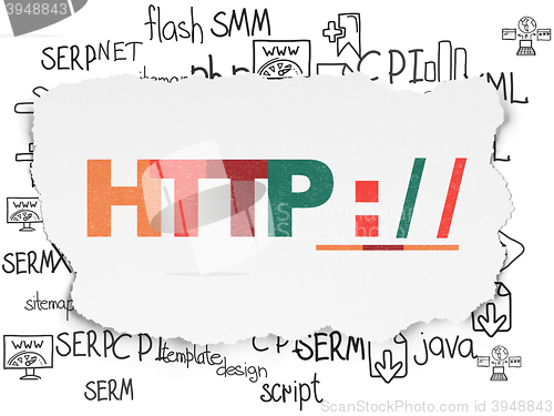 Image of Web development concept: Http : / / on Torn Paper background