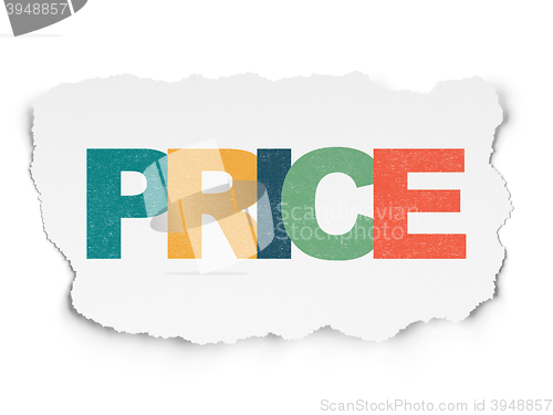 Image of Advertising concept: Price on Torn Paper background