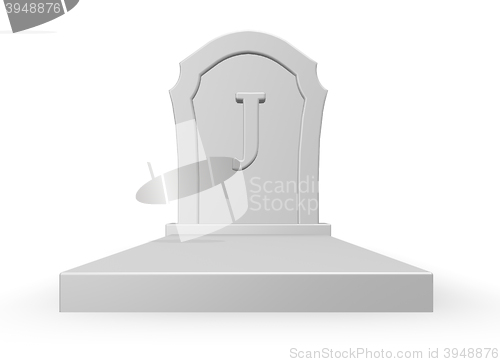 Image of gravestone with uppercase letter j on white background - 3d rendering
