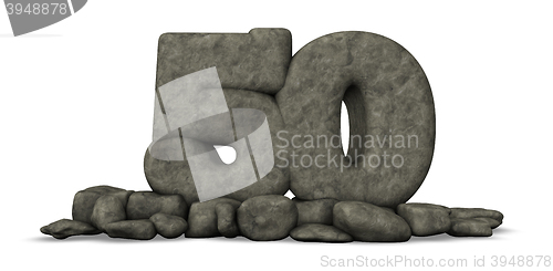 Image of stone number fifty on white background - 3d rendering