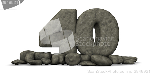 Image of stone number forty on white background - 3d rendering