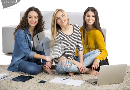 Image of Girls studying at home 