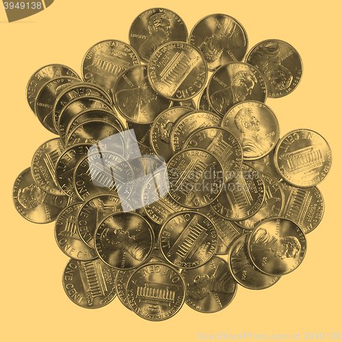 Image of Dollar coins 1 cent wheat penny cent - vintage