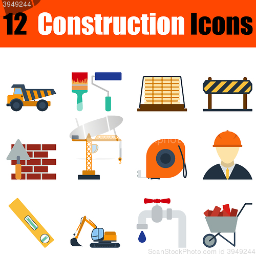 Image of Flat design construction icon set