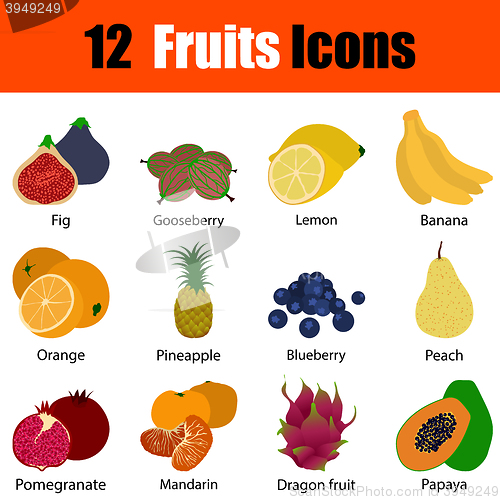 Image of Flat design fruit icon set