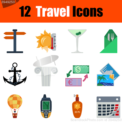 Image of Flat design travel icon set