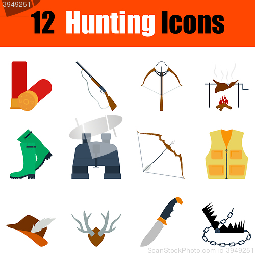 Image of Flat design hunting icon set