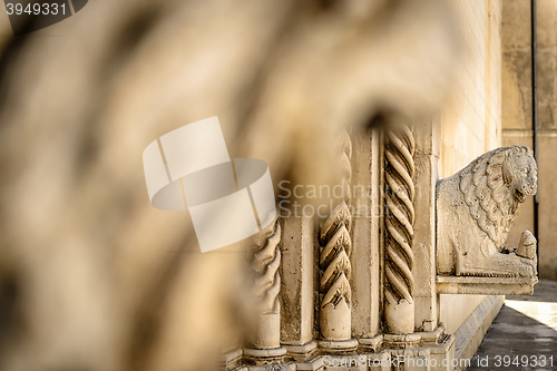 Image of Background with stone lion statue