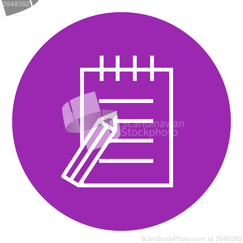 Image of Writing pad and pen line icon.