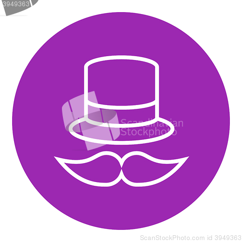 Image of Hat and mustache line icon.