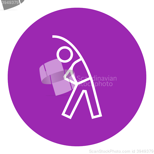 Image of Man making exercises line icon.