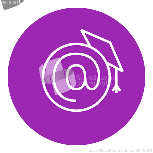 Image of Graduation cap with at sign line icon.