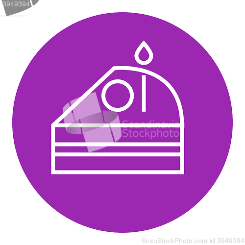 Image of Slice of cake with candle line icon.